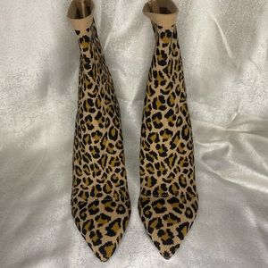 Cheetah Print Sock Booties 9.5